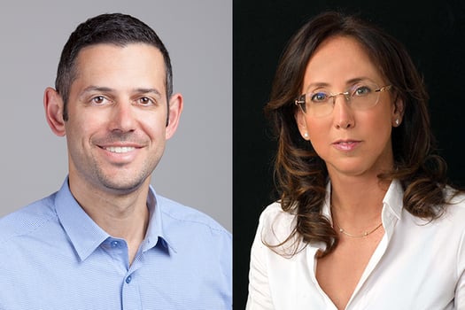 מימין: קרין מאיר רובינשטין, נשיאה ומנכ״ל האיגוד הישראלי לתעשיות מתקדמות, צילום: סיוון פרג׳; עומר גביש, מנהל תחום מדעי החיים ושותף ב- PwC Israel, צילום: יח״צ